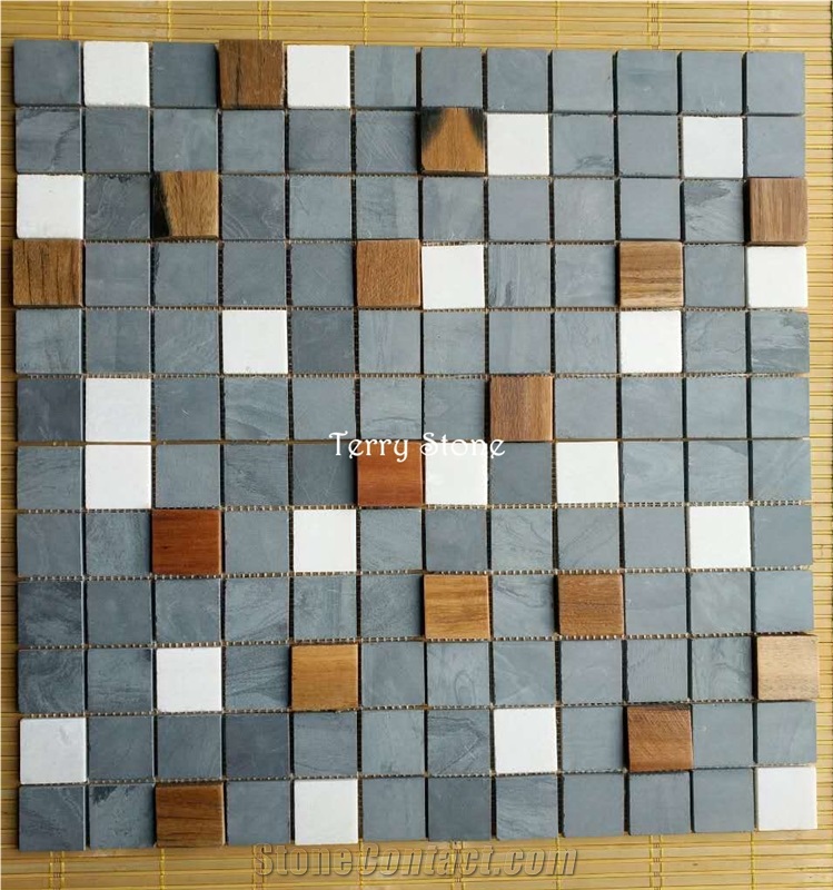 Grey Mix Brown Granite Square Sharp Mosaic