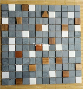 Grey Mix Brown Granite Square Sharp Mosaic