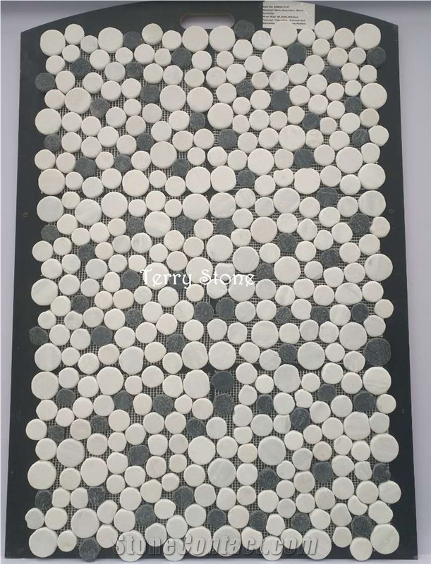 Grey/White Granite Mix Marble Mosaic, Pebble Mosaic Pattern