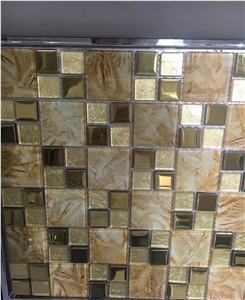 Interior Decor Pattern, Customize Mosaic Marble and Glass Mosaic Tile Marble and Glass Mosaic Tile, Polished Surface, Kitchen Marble and Glass Mosaic Tile, Elevator Mosaic Tile