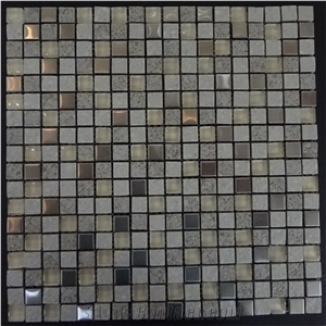 Mixed Marble + Ceramic Mosaic Tiles Marble Mixed Mosaic Tiles Natural Stone Grey Marble Polished Grey Color Marble Mosaic Tile,Ceramic for Decoration Swimming Pool
