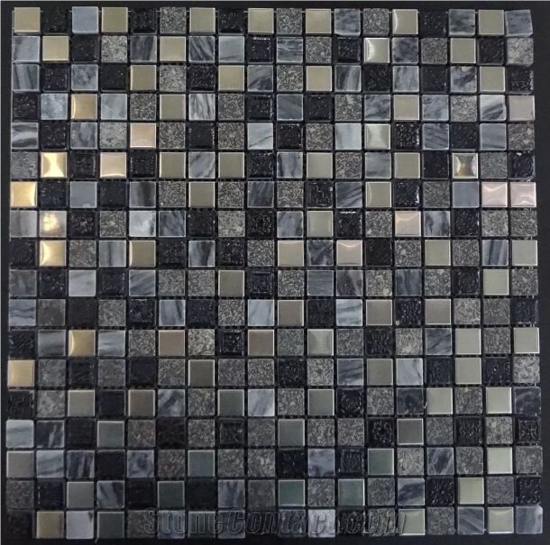 Natural Stone & Ceramic Mosaic Tile Swimming Pool Tiles Marble Mix Tumble Spain Mixed Ceramic Mosaic for Interior Wall and Floor Applications, Mosaic Multicolor Marble Mosaic