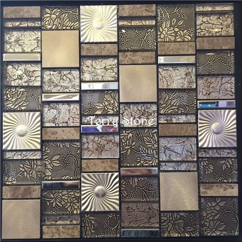 New Brown/Golden Glass Tiles, Linear Strips Mosaic for Bathroom Wall Cover and Interior Decoration from China