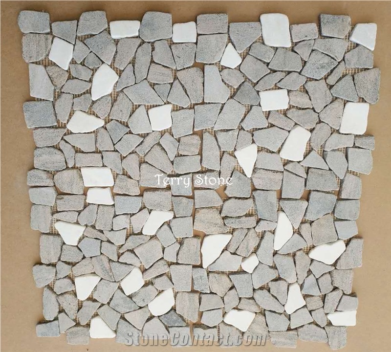 New Design White/Grey Stone Granite Mosaic by Honed Surface