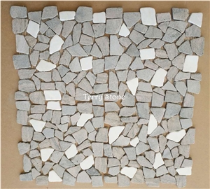 New Design White/Grey Stone Granite Mosaic by Honed Surface