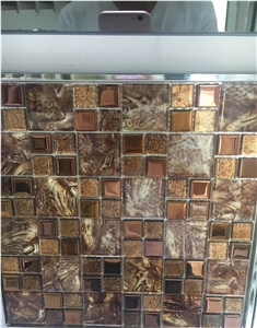 Stone Slate Mosaic Tile for Interior Decoration Metal Blended Stones Mosaic Tiles