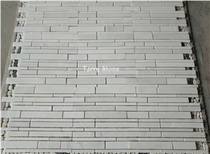 White Marble Linear Strips Mosaic Tiles with Polished Surface,For Bath and Kitchen Wall Cover and Interior Decor from China