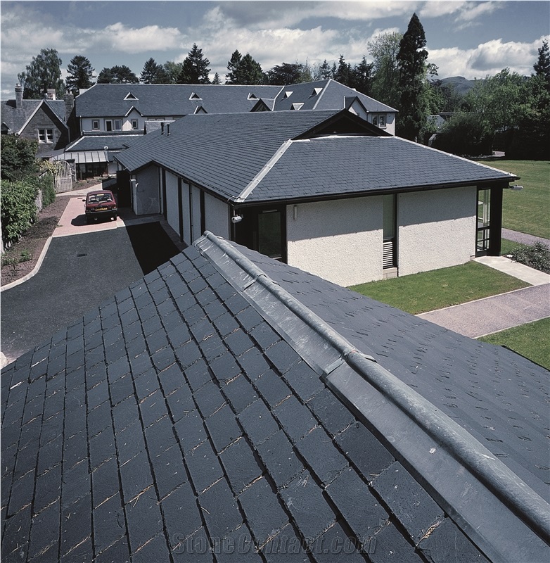 black roof tiles