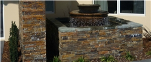 Bonstone Rusty Quartzite Cultured Stone with Cement on Back /Cement Stacked Stone/ Stone Wall Cladding