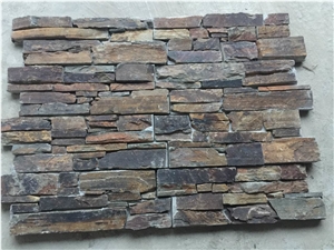 Bonstone Rusty Quartzite Cultured Stone with Cement on Back /Cement Stacked Stone/ Stone Wall Cladding