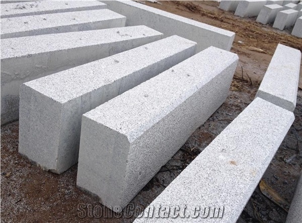 G341 Light Grey Granite Flamed Bevel Edge Kerbstones, Chamfered 5*5cm Curbstones, Granite Road Side Stone, Garden Paving Decoration, Natural Building Stone Curbs, Kerbs Project, Rough-Picked Kerbstone