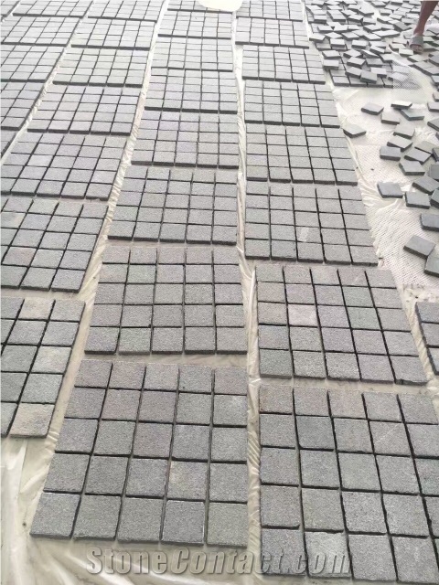 G654 Mesh on Back Cube Stone, China Impala/Padang Dark/Sesame Black Paving Stones for Walkway/Courtyard/Driveway/Garden Road/Exterior Flooring