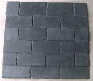 Rectangular Black Slate Roof Tile, Sides Natural Split,With Pre-Drilled Holes,Honed Surface,China Natural Black Slate Roof Tile