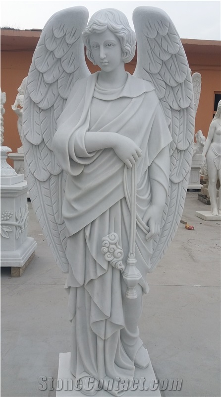 White Marble Angel Religious Western Mary Carved Statues