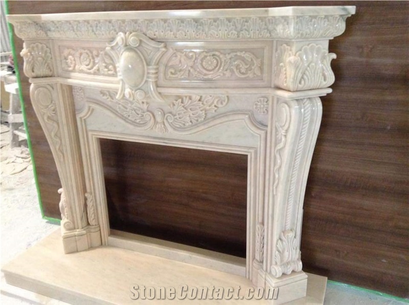 Flower Carved Fireplace Mantel Marble Fireplace Mantel