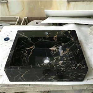 Black & Gold Marble Portoro Bathroom Sink