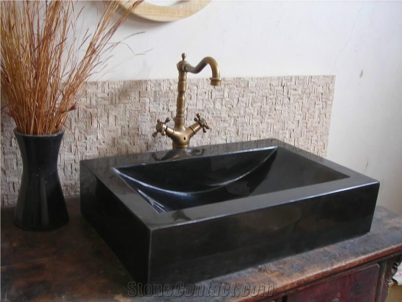 Black Jade Marble Rectangle Bathroom Basins & Sinks