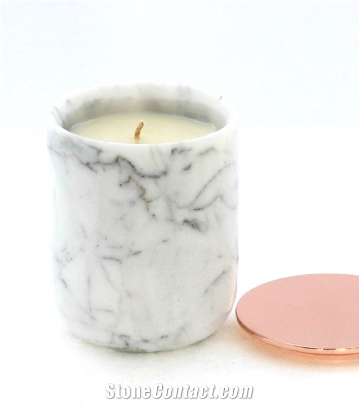 Carrara White Marble Candle Holder, Marble Candle Holder, Home Decor Products