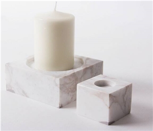 Carrara White Marble Candle Holder, Marble Candle Holder, Home Decor Products