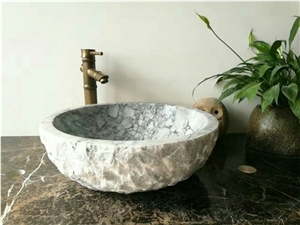 Carrara White Marble Sink,White Marble Wash Basin,Stone Vessel Sink