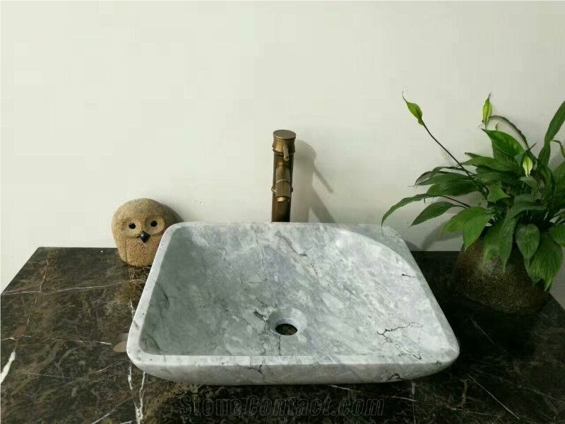 Carrara White Marble Sink,White Marble Wash Basin,Stone Vessel Sink
