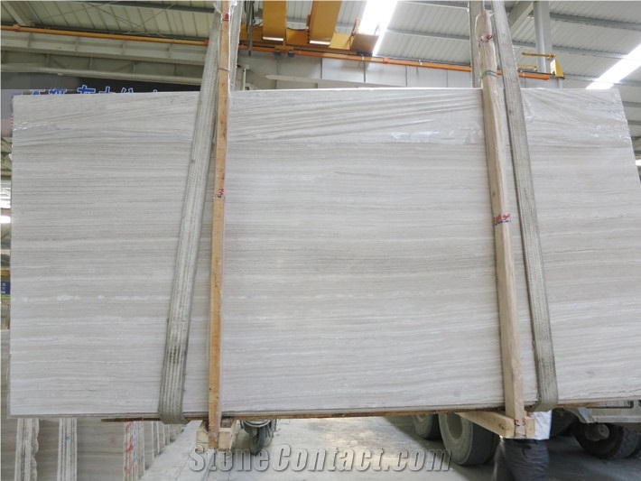China Supplier White Wooden Marble Slab Polished Surface