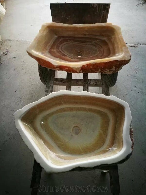 China Yellow Onyx Bathroom Sinks, Songxiang Jade Onyx Basins