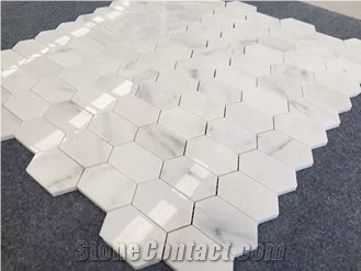 Eastern White Marble,Oriental White Marble,China White Marble,Chinese Carrara White Marble Hexagon Mosaic