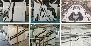 Panda White Marble Tiles & Slabs with Strong Black Veins