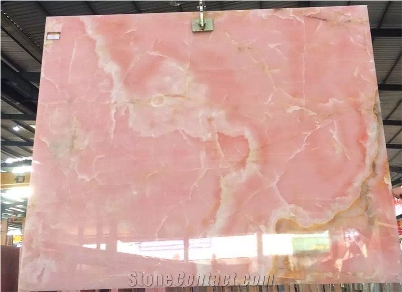 Iran Light Pink Onyx Polished Slabs for Wall Covering and Flooring Tiles