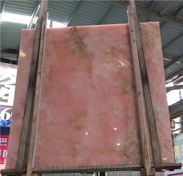 Iran Light Pink Onyx Polished Slabs for Wall Covering and Flooring Tiles