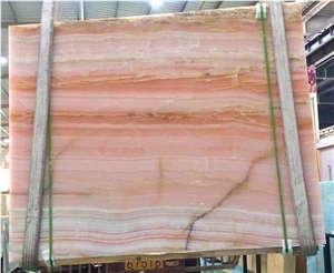 Iran Pink Straight Vein Onyx Polished Slabs for Wall Covering and Flooring
