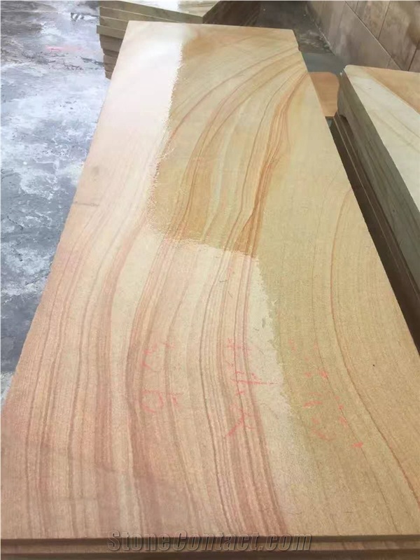 Yellow Wooden Grain Vein, Wood Sandstone,Serpeggiante,Sichuan China Slab and Tile for Wall&Floor Cover,Clad,Decoration