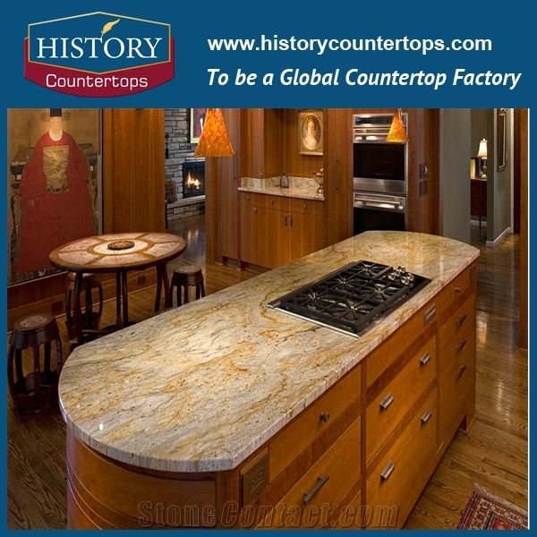 2017 High Quality River Yellow Granite Countertops Natural Durable