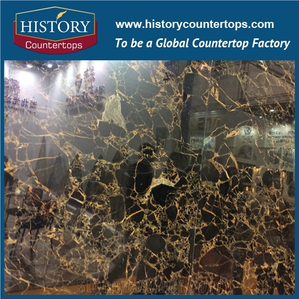 Athens Gold Flower Marble Slabs & Tiles/Black Polished Marble Flooring Tiles/Covering Tiles/Marble Slabs for Wall Cladding