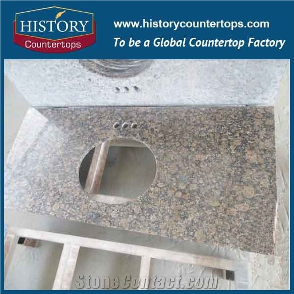 Baltic Brown Granite Stone Countertops, Interior, Exterior Custom Polished Surface, Flat Edge, Eased Edge, Beveled Edge Bath Tops