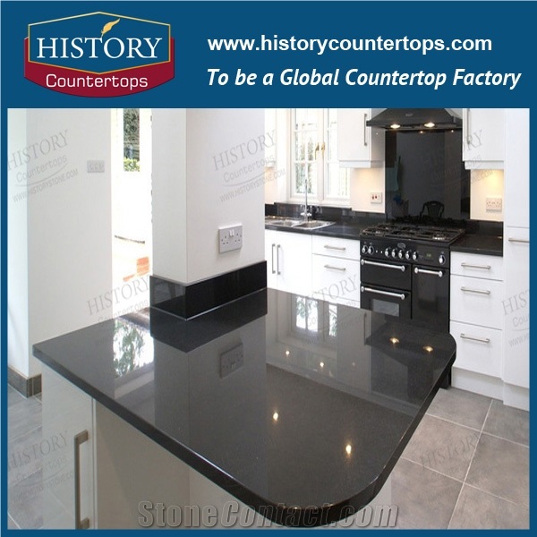 Black Granite Kitchen Tops With Custom Edging High Quality