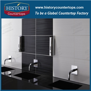 Black Marble Bathroom Top, Polished Surface Vanity Top with Single or Double Sinks for Hospitality & Multi-Family Projects