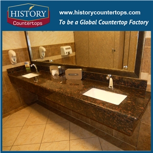 Brown India Tan Brown Granite Polished Standard Size and Custom Size Vanity Top for Multi-Family & Hospitality Projects