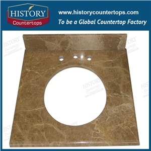 Brown Light Emperador Polished Spain Natural Marble Bathroom Countertop for Engineer Hospitality and Family