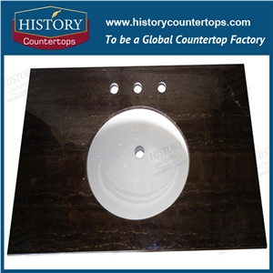 China Coffe Marble Vanity Top with Custom Edging, Standard Size Bathroom Top for Multi-Family & Hospitality Projects