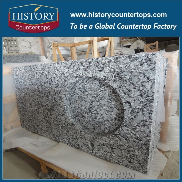 China Great Apray White Granite Economical Choice Popular in Kitchen Counter Tops Style for Custom Hospitality & Multi-Family Projects