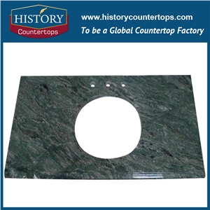 China Jade Green Granite Natural Stone Building Materials for Custom Bathroom Countertops, Vanity Tops, Eased & Beveled Edge