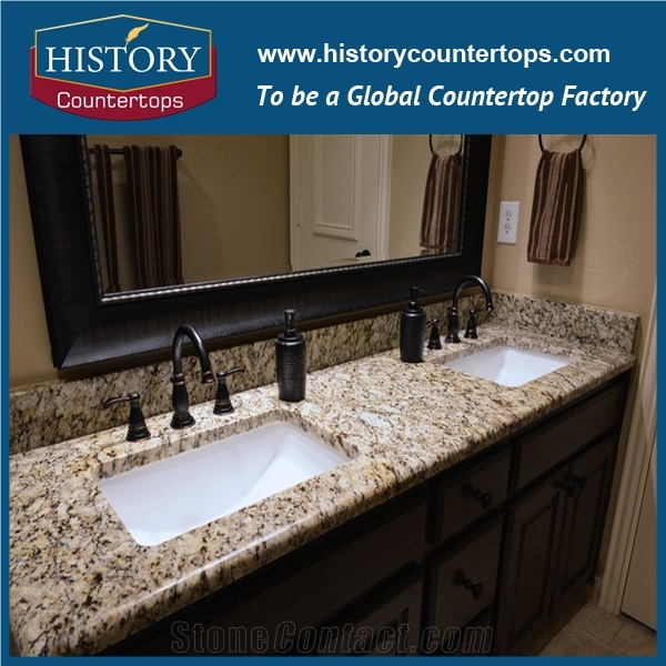 Custom Bathroom Vanity Tops with Sinks, Prefabricate Bathroom Tops Solid Surface, Best Selling Granite Tops for Hospitality Projects
