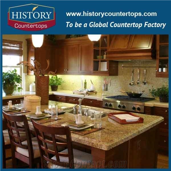 Kitchen Custom Countertop Polished Surface, Best Selling Kitchen Worktops with Custom Edging, Natural Stone Tops for Hospitality Projects