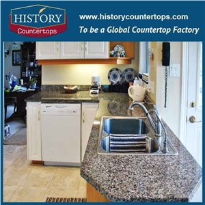 New Granite Countertops Color, Caladonia Granite Kitchen Worktops with Custom Edging, Polished Surface Kitchen Tops for Multi-Family Projects