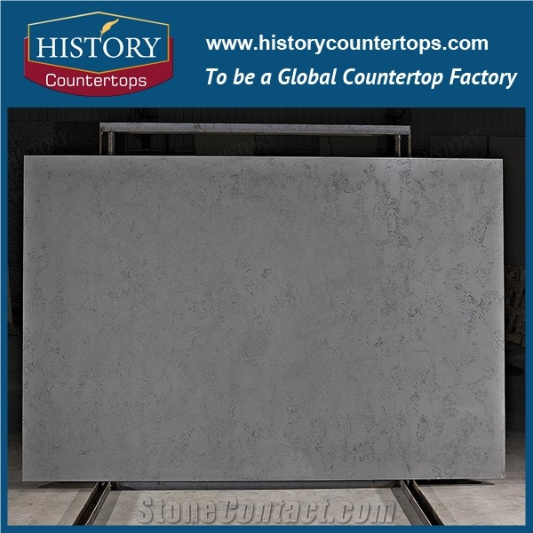 Premium Grade Ice Age Quartz Tiles & Slabs for Kitchen Countertop & Bathroom Vanity Top, Polishing Grey Stone,Hard Surface,Large Size