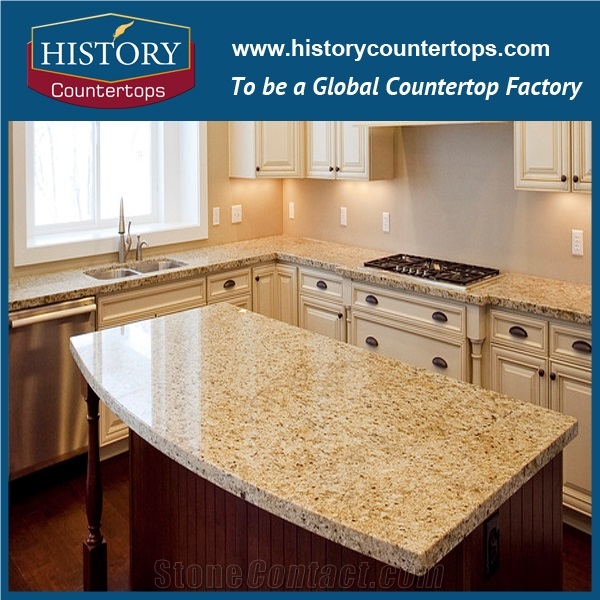 Santa Cecilia Granite Countertop with Custom Edging for Sales, Natural Stone Kitchen Tops Polished Surface for Multi-Family and Hospitality Projects