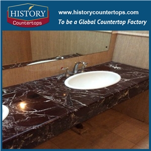 Turkey Rosso Levanto Custom Size Bathroom Countertop &Vanity Top, Economical Price for Natural Marble Top