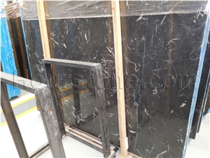 China Black Ice Flowers Black Polished Marble Slab & Tile, Chinese Stone Tiles and Slabs, Marble Wall and Floor Covering Tiles
